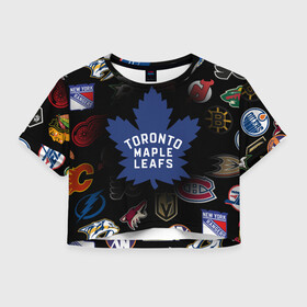 Женская футболка Crop-top 3D с принтом Toronto Maple Leafs | НХЛ (Z) , 100% полиэстер | круглая горловина, длина футболки до линии талии, рукава с отворотами | anaheim ducks | arizona coyotes | boston bruins | buffalo sabres | calgary flames | canadiens de montreal | carolina hurricanes | chicago blackhawks | colorado avalanche | columbus blue jackets | dallas stars | detroit red wings | edmonton oil | hockey | 