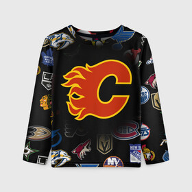 Детский лонгслив 3D с принтом Calgary Flames (Z) , 100% полиэстер | длинные рукава, круглый вырез горловины, полуприлегающий силуэт
 | Тематика изображения на принте: anaheim ducks | arizona coyotes | boston bruins | buffalo sabres | calgary flames | canadiens de montreal | carolina hurricanes | chicago blackhawks | colorado avalanche | columbus blue jackets | dallas stars | detroit red wings | edmonton oil | hockey | 