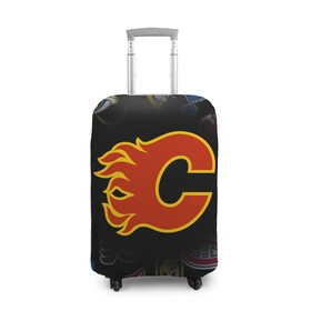 Чехол для чемодана 3D с принтом Calgary Flames (Z) , 86% полиэфир, 14% спандекс | двустороннее нанесение принта, прорези для ручек и колес | anaheim ducks | arizona coyotes | boston bruins | buffalo sabres | calgary flames | canadiens de montreal | carolina hurricanes | chicago blackhawks | colorado avalanche | columbus blue jackets | dallas stars | detroit red wings | edmonton oil | hockey | 