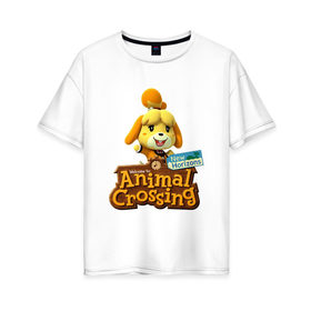 Женская футболка хлопок Oversize с принтом Animal Crossing Isabelle , 100% хлопок | свободный крой, круглый ворот, спущенный рукав, длина до линии бедер
 | animal crossing | isabelle | nintendo | детская | женская | игра | изабель | изабэль | мультик | мультяшный | нинтендо | рисованный | рисунок | собака | собачка | энимал кроссинг
