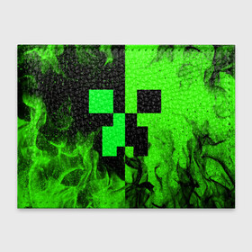Обложка для студенческого билета с принтом MINECRAFT CREEPER , натуральная кожа | Размер: 11*8 см; Печать на всей внешней стороне | block | creeper | cube | minecraft | pixel | блок | геометрия | крафт | крипер | кубики | майнкрафт | пиксели