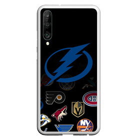 Чехол для Honor P30 с принтом NHL Tampa Bay Lightning (Z) , Силикон | Область печати: задняя сторона чехла, без боковых панелей | anaheim ducks | arizona coyotes | boston bruins | buffalo sabres | canadiens de montreal | carolina hurricanes | chicago blackhawks | colorado | hockey | nhl | tampa bay lightning | нхл | паттерн | спорт | хоккей