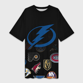 Платье-футболка 3D с принтом NHL Tampa Bay Lightning (Z) ,  |  | anaheim ducks | arizona coyotes | boston bruins | buffalo sabres | canadiens de montreal | carolina hurricanes | chicago blackhawks | colorado | hockey | nhl | tampa bay lightning | нхл | паттерн | спорт | хоккей