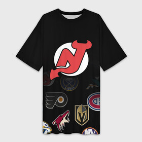 Платье-футболка 3D с принтом NHL New Jersey Devils (Z) ,  |  | anaheim ducks | arizona coyotes | boston bruins | buffalo sabres | calgary flames | carolina hurricanes | chicago blackhawks | colorado | hockey | new jersey devils | nhl | нхл | паттерн | спорт | хоккей