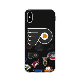 Чехол для iPhone X матовый с принтом NHL Philadelphia Flyers (Z) , Силикон | Печать на задней стороне чехла, без боковой панели | anaheim ducks | boston bruins | buffalo sabres | calgary flames | canadiens de montreal | carolina hurricanes | chicago blackhawks | colorado | hockey | nhl | philadelphia flyers | нхл | паттерн | спорт | хоккей