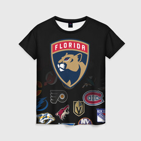 Женская футболка 3D с принтом NHL Florida Panthers (Z) , 100% полиэфир ( синтетическое хлопкоподобное полотно) | прямой крой, круглый вырез горловины, длина до линии бедер | anaheim ducks | arizona coyotes | boston bruins | buffalo sabres | calgary flames | canadiens de montreal | chicago blackhawks | colorado | florida panthers | hockey | nhl | нхл | паттерн | спорт | хоккей