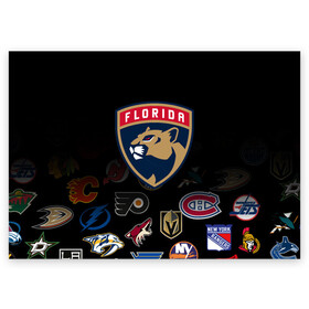 Поздравительная открытка с принтом NHL Florida Panthers (Z) , 100% бумага | плотность бумаги 280 г/м2, матовая, на обратной стороне линовка и место для марки
 | anaheim ducks | arizona coyotes | boston bruins | buffalo sabres | calgary flames | canadiens de montreal | chicago blackhawks | colorado | florida panthers | hockey | nhl | нхл | паттерн | спорт | хоккей