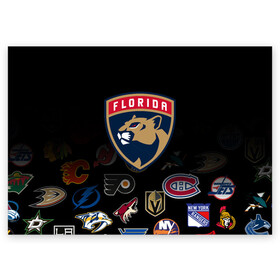 Поздравительная открытка с принтом NHL Florida Panthers (Z) , 100% бумага | плотность бумаги 280 г/м2, матовая, на обратной стороне линовка и место для марки
 | Тематика изображения на принте: anaheim ducks | arizona coyotes | boston bruins | buffalo sabres | calgary flames | canadiens de montreal | chicago blackhawks | colorado | florida panthers | hockey | nhl | нхл | паттерн | спорт | хоккей