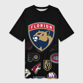 Платье-футболка 3D с принтом NHL Florida Panthers (Z) ,  |  | Тематика изображения на принте: anaheim ducks | arizona coyotes | boston bruins | buffalo sabres | calgary flames | canadiens de montreal | chicago blackhawks | colorado | florida panthers | hockey | nhl | нхл | паттерн | спорт | хоккей