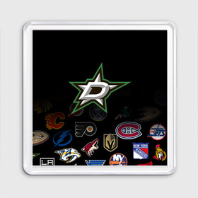 Магнит 55*55 с принтом NHL Dallas Stars (Z) , Пластик | Размер: 65*65 мм; Размер печати: 55*55 мм | anaheim ducks | arizona coyotes | boston bruins | buffalo sabres | calgary flames | carolina hurricanes | chicago blackhawks | colorado | dallas stars | hockey | nhl | нхл | паттерн | спорт | хоккей