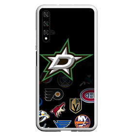 Чехол для Honor 20 с принтом NHL Dallas Stars (Z) , Силикон | Область печати: задняя сторона чехла, без боковых панелей | Тематика изображения на принте: anaheim ducks | arizona coyotes | boston bruins | buffalo sabres | calgary flames | carolina hurricanes | chicago blackhawks | colorado | dallas stars | hockey | nhl | нхл | паттерн | спорт | хоккей