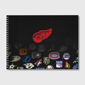 Альбом для рисования с принтом NHL Detroit Red Wings (Z) , 100% бумага
 | матовая бумага, плотность 200 мг. | Тематика изображения на принте: anaheim ducks | arizona coyotes | boston bruins | buffalo sabres | calgary flames | canadiens de montreal | carolina hurricanes | colorado | detroit red wings | hockey | nhl | нхл | паттерн | спорт | хоккей