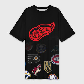 Платье-футболка 3D с принтом NHL Detroit Red Wings (Z) ,  |  | anaheim ducks | arizona coyotes | boston bruins | buffalo sabres | calgary flames | canadiens de montreal | carolina hurricanes | colorado | detroit red wings | hockey | nhl | нхл | паттерн | спорт | хоккей