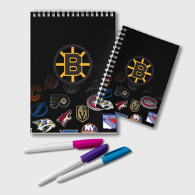 Блокнот с принтом NHL Boston Bruins (Z) , 100% бумага | 48 листов, плотность листов — 60 г/м2, плотность картонной обложки — 250 г/м2. Листы скреплены удобной пружинной спиралью. Цвет линий — светло-серый
 | anaheim ducks | arizona coyotes | boston bruins | buffalo sabres | calgary flames | canadiens de montreal | carolina hurricanes | chicago blackhawks | colorado | hockey | nhl | нхл | паттерн | спорт | хоккей