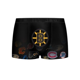 Мужские трусы 3D с принтом NHL Boston Bruins (Z) , 50% хлопок, 50% полиэстер | классическая посадка, на поясе мягкая тканевая резинка | Тематика изображения на принте: anaheim ducks | arizona coyotes | boston bruins | buffalo sabres | calgary flames | canadiens de montreal | carolina hurricanes | chicago blackhawks | colorado | hockey | nhl | нхл | паттерн | спорт | хоккей