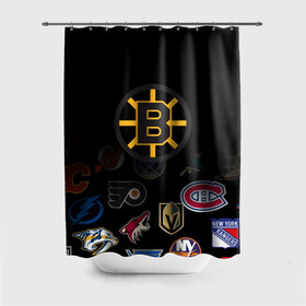 Штора 3D для ванной с принтом NHL Boston Bruins (Z) , 100% полиэстер | плотность материала — 100 г/м2. Стандартный размер — 146 см х 180 см. По верхнему краю — пластиковые люверсы для креплений. В комплекте 10 пластиковых колец | anaheim ducks | arizona coyotes | boston bruins | buffalo sabres | calgary flames | canadiens de montreal | carolina hurricanes | chicago blackhawks | colorado | hockey | nhl | нхл | паттерн | спорт | хоккей