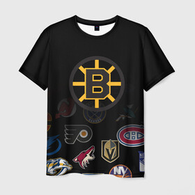 Мужская футболка 3D с принтом NHL Boston Bruins (Z) , 100% полиэфир | прямой крой, круглый вырез горловины, длина до линии бедер | anaheim ducks | arizona coyotes | boston bruins | buffalo sabres | calgary flames | canadiens de montreal | carolina hurricanes | chicago blackhawks | colorado | hockey | nhl | нхл | паттерн | спорт | хоккей