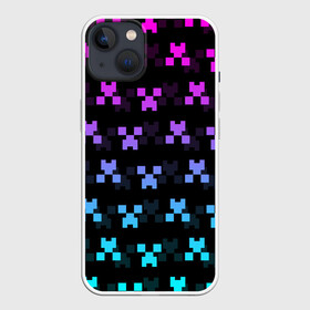 Чехол для iPhone 13 с принтом MINECRAFT CREEPER NEON ,  |  | block | creeper | cube | minecraft | neon | pixel | блок | геометрия | крафт | крипер | кубики | майнкрафт | неон | пиксели