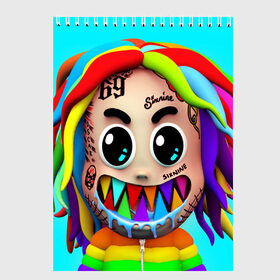 Скетчбук с принтом 6IX9INE , 100% бумага
 | 48 листов, плотность листов — 100 г/м2, плотность картонной обложки — 250 г/м2. Листы скреплены сверху удобной пружинной спиралью | 6ix9ine | gooba | hernandez | tekashi