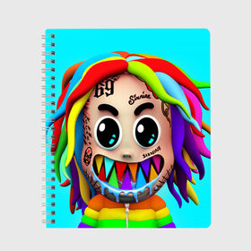 Тетрадь с принтом 6IX9INE , 100% бумага | 48 листов, плотность листов — 60 г/м2, плотность картонной обложки — 250 г/м2. Листы скреплены сбоку удобной пружинной спиралью. Уголки страниц и обложки скругленные. Цвет линий — светло-серый
 | Тематика изображения на принте: 6ix9ine | gooba | hernandez | tekashi