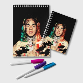 Блокнот с принтом 6IX9INE , 100% бумага | 48 листов, плотность листов — 60 г/м2, плотность картонной обложки — 250 г/м2. Листы скреплены удобной пружинной спиралью. Цвет линий — светло-серый
 | 6ix9ine | gooba | hernandez | tekashi