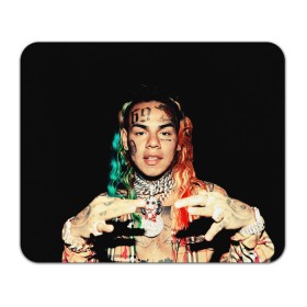 Коврик для мышки прямоугольный с принтом 6IX9INE , натуральный каучук | размер 230 х 185 мм; запечатка лицевой стороны | 6ix9ine | gooba | hernandez | tekashi