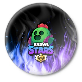 Значок с принтом Brawl Stars SPIKE ,  металл | круглая форма, металлическая застежка в виде булавки | 8 bit | 8 бит | bibi | brawl | brawl stars | crow | leon | spike | sprout | stars | бравл | бравл старс | браво старс | игра | компьютерная | кров | леон | онлайн | старс