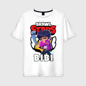 Женская футболка хлопок Oversize с принтом BRAWL STARS BIBI , 100% хлопок | свободный крой, круглый ворот, спущенный рукав, длина до линии бедер
 | bibi | brawl stars | coach mike | crow | gale | leon | leon shark | max | mecha crow | mortis | mr.p | phoenix | sally leon | sandy | spike | sprout | tara | unicorn | virus 8 bit | werewolf | ворон | оборотень