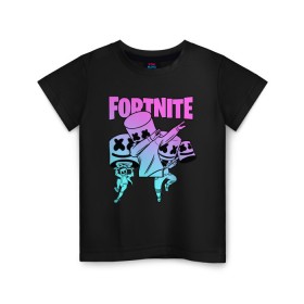 Детская футболка хлопок с принтом FORTNITE x MARSHMELLO , 100% хлопок | круглый вырез горловины, полуприлегающий силуэт, длина до линии бедер | Тематика изображения на принте: deadmau5 | fortnite | fortnite 2 | fortnite x маршмелло | ikonik | marshmello | ninja | ninja streamer | raven | travis scott | ворон | иконик | ниндзя | пили | рейвен | трэвис скотт | фортнайт