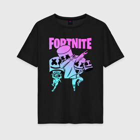 Женская футболка хлопок Oversize с принтом FORTNITE x MARSHMELLO , 100% хлопок | свободный крой, круглый ворот, спущенный рукав, длина до линии бедер
 | deadmau5 | fortnite | fortnite 2 | fortnite x маршмелло | ikonik | marshmello | ninja | ninja streamer | raven | travis scott | ворон | иконик | ниндзя | пили | рейвен | трэвис скотт | фортнайт