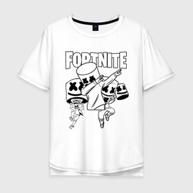 Мужская футболка хлопок Oversize с принтом FORTNITE x MARSHMELLO , 100% хлопок | свободный крой, круглый ворот, “спинка” длиннее передней части | deadmau5 | fortnite | fortnite 2 | fortnite x маршмелло | ikonik | marshmello | ninja | ninja streamer | raven | travis scott | ворон | иконик | ниндзя | пили | рейвен | трэвис скотт | фортнайт