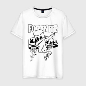 Мужская футболка хлопок с принтом FORTNITE x MARSHMELLO , 100% хлопок | прямой крой, круглый вырез горловины, длина до линии бедер, слегка спущенное плечо. | deadmau5 | fortnite | fortnite 2 | fortnite x маршмелло | ikonik | marshmello | ninja | ninja streamer | raven | travis scott | ворон | иконик | ниндзя | пили | рейвен | трэвис скотт | фортнайт