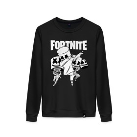 Женский свитшот хлопок с принтом FORTNITE x MARSHMELLO , 100% хлопок | прямой крой, круглый вырез, на манжетах и по низу широкая трикотажная резинка  | deadmau5 | fortnite | fortnite 2 | fortnite x маршмелло | ikonik | marshmello | ninja | ninja streamer | raven | travis scott | ворон | иконик | ниндзя | пили | рейвен | трэвис скотт | фортнайт