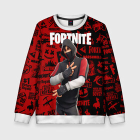 Детский свитшот 3D с принтом FORTNITE x IKONIK , 100% полиэстер | свободная посадка, прямой крой, мягкая тканевая резинка на рукавах и понизу свитшота | deadmau5 | fortnite | fortnite 2 | fortnite x маршмелло | ikonik | marshmello | ninja | ninja streamer | raven | travis scott | ворон | иконик | ниндзя | пили | рейвен | трэвис скотт | фортнайт