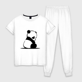 Женская пижама хлопок с принтом Милая панда (Z) , 100% хлопок | брюки и футболка прямого кроя, без карманов, на брюках мягкая резинка на поясе и по низу штанин | ailuropoda melanoleuca | ailurus fulgens | бамбуковый медведь | большая панда | звери | малая панда | медведь | милая панда | няшка | панда