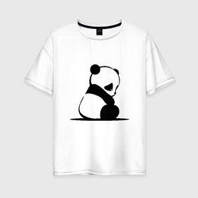 Женская футболка хлопок Oversize с принтом Милая панда (Z) , 100% хлопок | свободный крой, круглый ворот, спущенный рукав, длина до линии бедер
 | ailuropoda melanoleuca | ailurus fulgens | бамбуковый медведь | большая панда | звери | малая панда | медведь | милая панда | няшка | панда