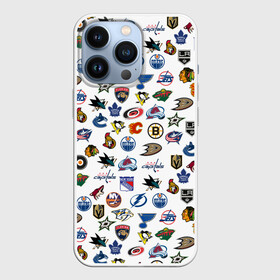 Чехол для iPhone 13 Pro с принтом NHL PATTERN | НХЛ (Z) ,  |  | anaheim ducks | arizona coyotes | boston bruins | buffalo sabres | calgary flames | canadiens de montreal | carolina hurricanes | chicago blackhawks | colorado | hockey | nhl | нхл | паттерн | спорт | хоккей