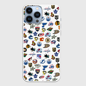 Чехол для iPhone 13 Pro Max с принтом NHL PATTERN | НХЛ (Z) ,  |  | Тематика изображения на принте: anaheim ducks | arizona coyotes | boston bruins | buffalo sabres | calgary flames | canadiens de montreal | carolina hurricanes | chicago blackhawks | colorado | hockey | nhl | нхл | паттерн | спорт | хоккей