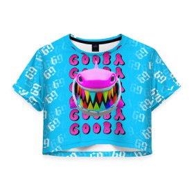 Женская футболка Crop-top 3D с принтом 6IX9INE- GOOBA , 100% полиэстер | круглая горловина, длина футболки до линии талии, рукава с отворотами | 6ix9ine | 6ix9ine  gooba | gooba | акула | сикснайн | сиксти найн | сиксти найн репер | такаши | текаши | текаши сикснайн
