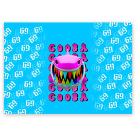 Поздравительная открытка с принтом 6IX9INE- GOOBA , 100% бумага | плотность бумаги 280 г/м2, матовая, на обратной стороне линовка и место для марки
 | 6ix9ine | 6ix9ine  gooba | gooba | акула | сикснайн | сиксти найн | сиксти найн репер | такаши | текаши | текаши сикснайн