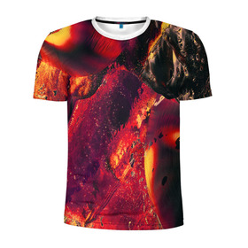 Мужская футболка 3D спортивная с принтом Abstract magma , 100% полиэстер с улучшенными характеристиками | приталенный силуэт, круглая горловина, широкие плечи, сужается к линии бедра | Тематика изображения на принте: abstract | art | digital | fire | flame | lava | magma | textures | абстракция | арт | лава | магма | огонь | пламя | текстуры | фон | цифровой