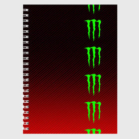 Тетрадь с принтом MONSTER ENERGY (Z) , 100% бумага | 48 листов, плотность листов — 60 г/м2, плотность картонной обложки — 250 г/м2. Листы скреплены сбоку удобной пружинной спиралью. Уголки страниц и обложки скругленные. Цвет линий — светло-серый
 | Тематика изображения на принте: black monster | bmx | claw | cybersport | energy | monster | monster energy | moto | motocross | race | sport | киберспорт | когти | монстер энерджи | монстр | мото | мотокросс | ралли | скейтбординг | спорт | т | энергия