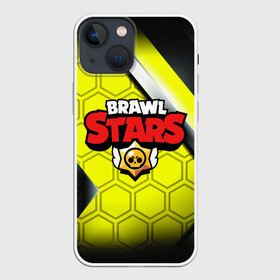 Чехол для iPhone 13 mini с принтом фан мерч Brawl Stars ,  |  | brawl | logo | moba | stars | желтый | звезда | игра | команды | лого | мерч | моба | надпись | полосы | текст | череп