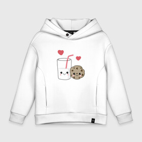 Детское худи Oversize хлопок с принтом Milk and Cookies Love , френч-терри — 70% хлопок, 30% полиэстер. Мягкий теплый начес внутри —100% хлопок | боковые карманы, эластичные манжеты и нижняя кромка, капюшон на магнитной кнопке | Тематика изображения на принте: coockie | friend | minimalism | дружба | любовь | минимализм | молоко | печенье | печенька | печеньки