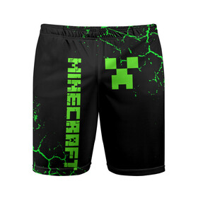 Мужские шорты спортивные с принтом MINECRAFT CREEPER ,  |  | block | creeper | cube | minecraft | pixel | блок | геометрия | крафт | крипер | кубики | майнкрафт | пиксели