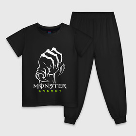 Детская пижама хлопок с принтом MONSTER ENERGY (Z) , 100% хлопок |  брюки и футболка прямого кроя, без карманов, на брюках мягкая резинка на поясе и по низу штанин
 | black monster | bmx | claw | cybersport | energy | monster | monster energy | moto | motocross | race | sport | киберспорт | когти | монстер энерджи | монстр | мото | мотокросс | ралли | скейтбординг | спорт | т | энергия