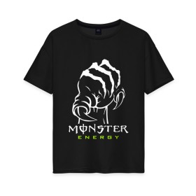 Женская футболка хлопок Oversize с принтом MONSTER ENERGY (Z) , 100% хлопок | свободный крой, круглый ворот, спущенный рукав, длина до линии бедер
 | black monster | bmx | claw | cybersport | energy | monster | monster energy | moto | motocross | race | sport | киберспорт | когти | монстер энерджи | монстр | мото | мотокросс | ралли | скейтбординг | спорт | т | энергия