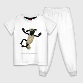 Детская пижама хлопок с принтом Барашек Шон , 100% хлопок |  брюки и футболка прямого кроя, без карманов, на брюках мягкая резинка на поясе и по низу штанин
 | Тематика изображения на принте: барашек | детские | животные | звери | мультфильмы | шон