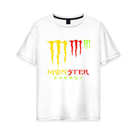 Женская футболка хлопок Oversize с принтом MONSTER ENERGY (Z) , 100% хлопок | свободный крой, круглый ворот, спущенный рукав, длина до линии бедер
 | black monster | bmx | claw | cybersport | energy | monster | monster energy | moto | motocross | race | sport | киберспорт | когти | монстер энерджи | монстр | мото | мотокросс | ралли | скейтбординг | спорт | энергия