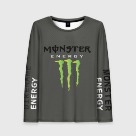 Женский лонгслив 3D с принтом MONSTER ENERGY (Z) , 100% полиэстер | длинные рукава, круглый вырез горловины, полуприлегающий силуэт | black monster | bmx | claw | cybersport | energy | monster | monster energy | moto | motocross | race | sport | киберспорт | когти | монстер энерджи | монстр | мото | мотокросс | ралли | скейтбординг | спорт | энергия